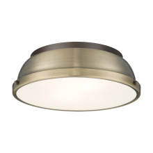Golden Canada 3602-14 RBZ-AB - Yep by Golden Lighting Duncan 2-light Flush Mount in Rubbed Bronze and Aged Brass shade